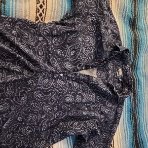 Ralph Lauren Blue and Light Blue Paisley Linen Shirt